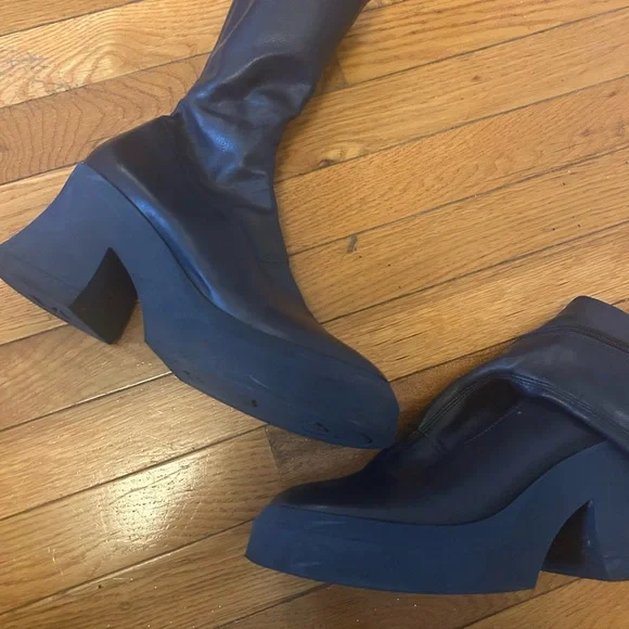 Miista Navy Heeled Boots - Picture 3 of 4